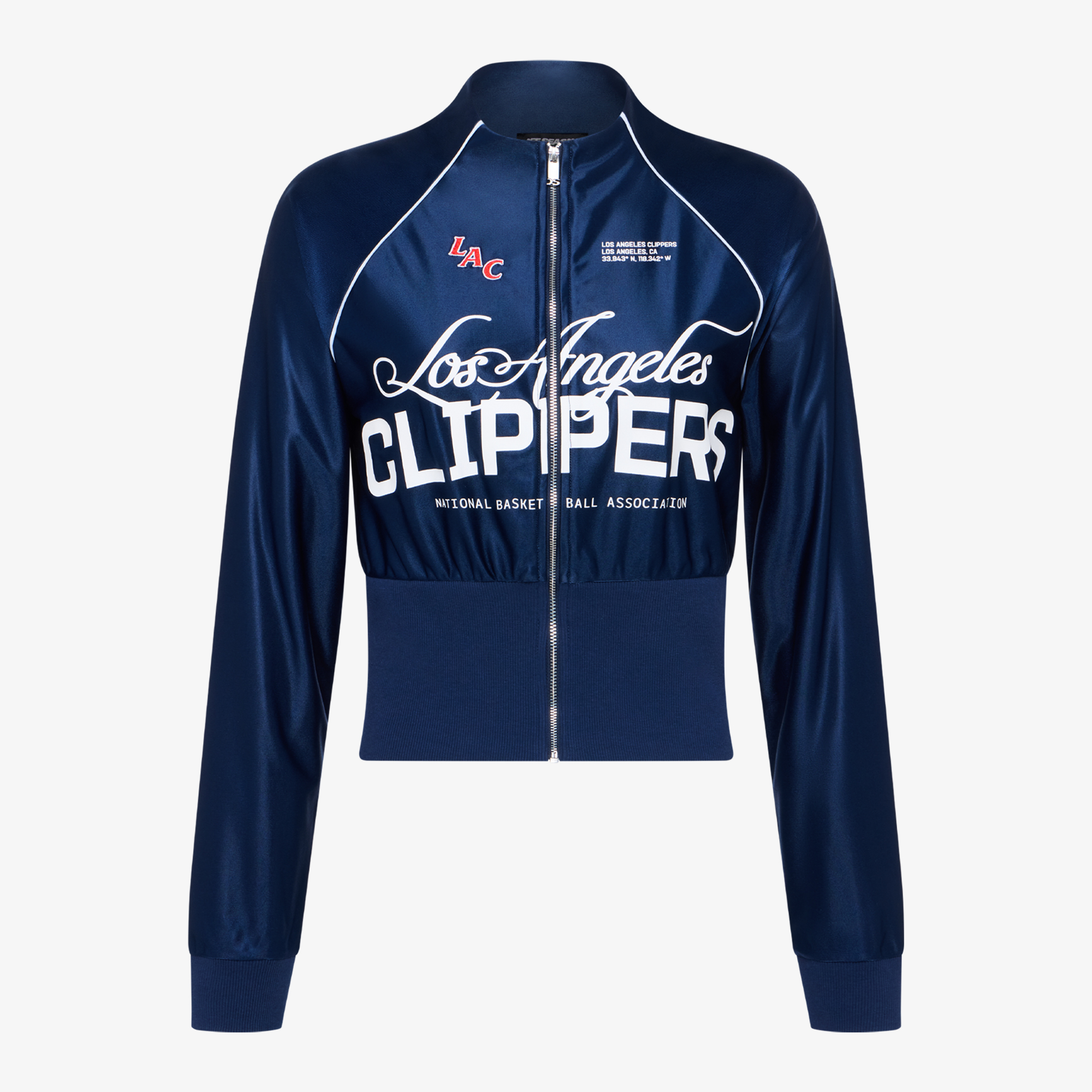 Women's Navy LA Clippers Cropped Track Jacket