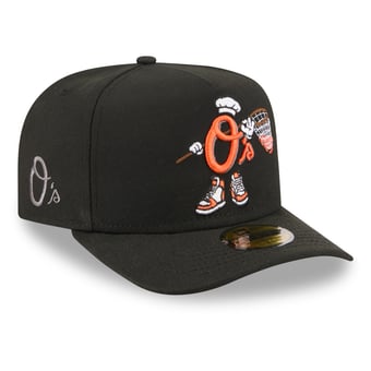 Men's New Era Black Baltimore Orioles Cartoon A-Frame 59FIFTY Fitted Hat