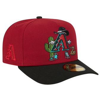 Men's New Era Dark Red/Black Arizona Diamondbacks Cartoon A-Frame 59FIFTY Fitted Hat