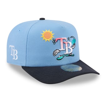 Men's New Era Light Blue/Navy Tampa Bay Rays Cartoon A-Frame 59FIFTY Fitted Hat