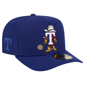 Men's New Era Dark Blue Texas Rangers Cartoon A-Frame 59FIFTY Fitted Hat