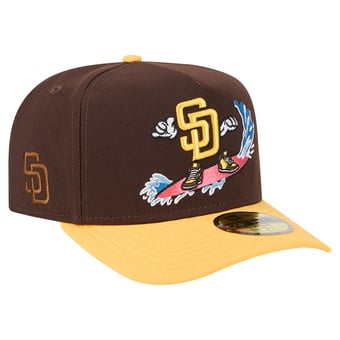 Men's New Era Dark Brown/Yellow San Diego Padres Cartoon A-Frame 59FIFTY Fitted Hat