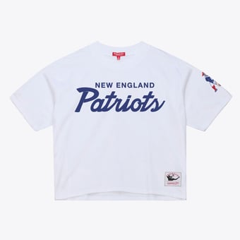 Women's Mitchell & Ness  White New England Patriots Head Coach Cropped T-Shirt
