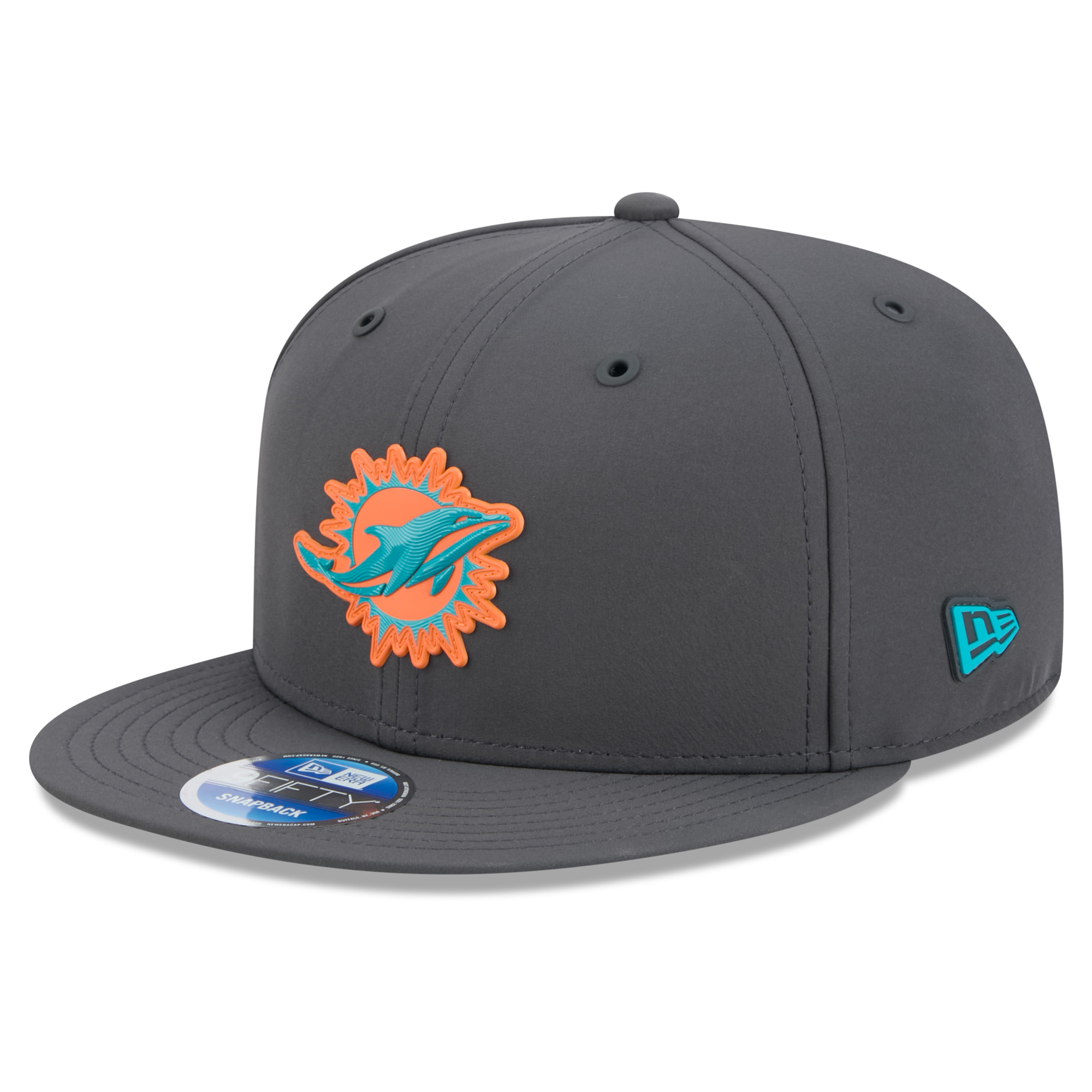 Men's New Era Charcoal Miami Dolphins 2026 Sideline Cold Weather  9FIFTY Snapback Hat