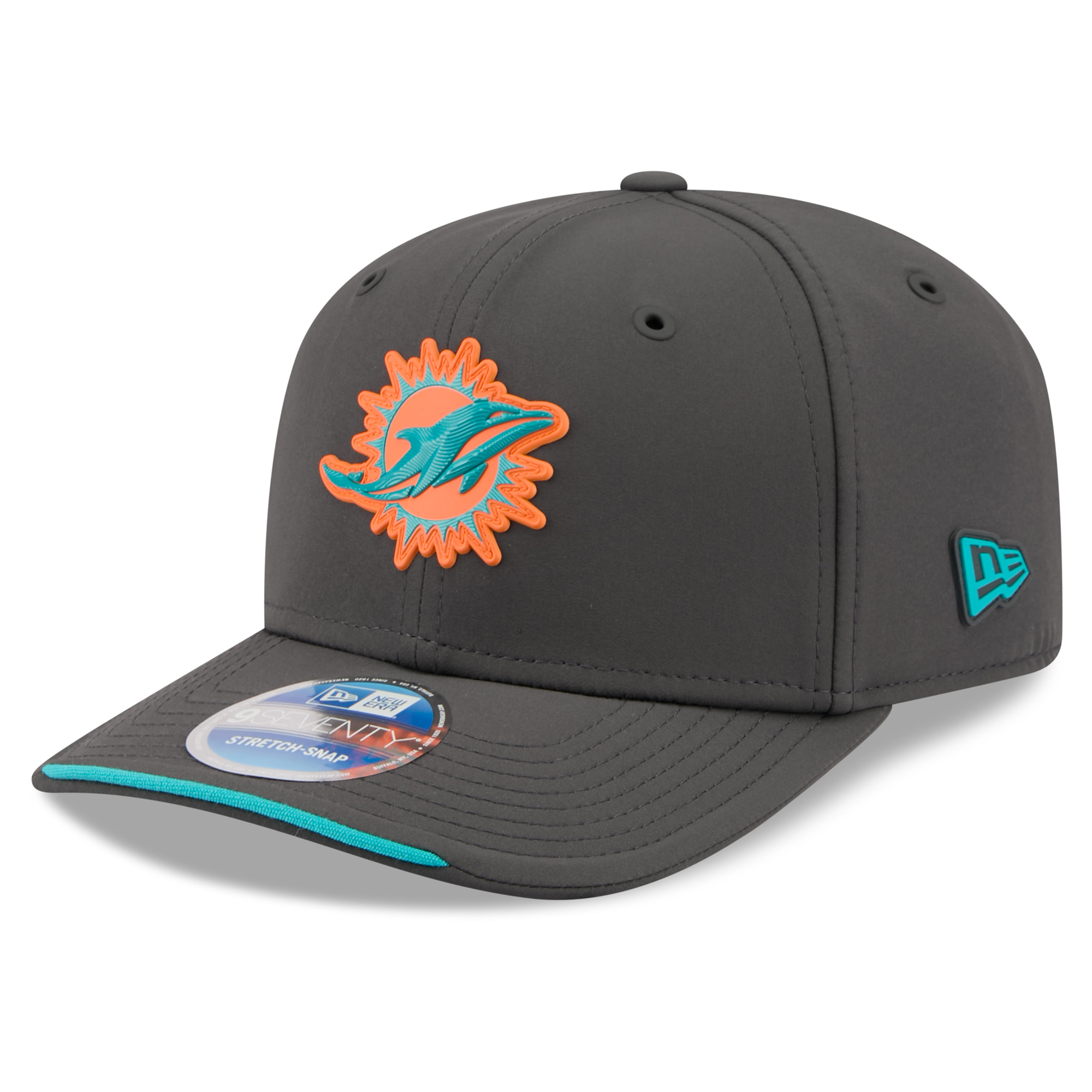 Men's New Era Charcoal Miami Dolphins 2026 Sideline Cold Weather 9SEVENTY Adjustable Hat