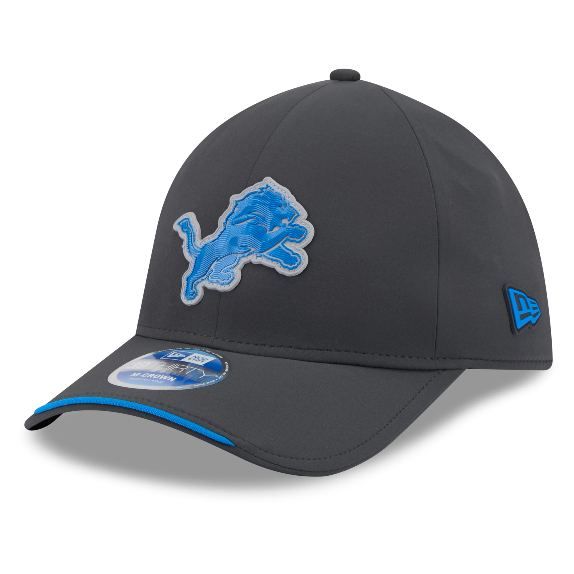 Men's New Era Charcoal Detroit Lions 2026 Sideline Cold Weather  39THIRTY M-Crown Stretch Hat