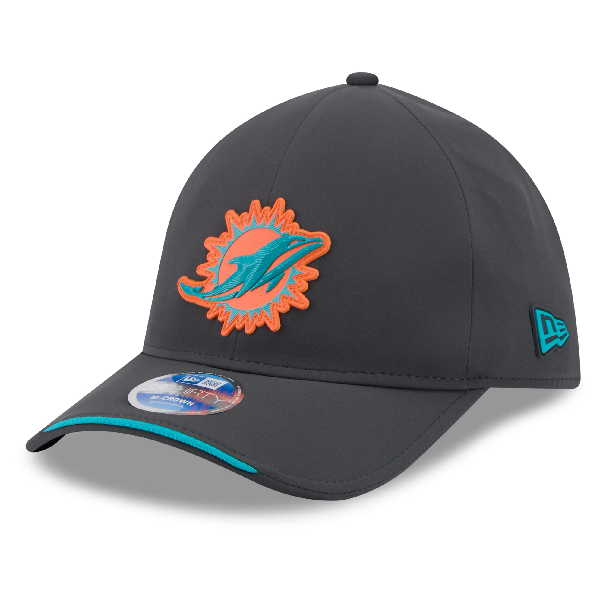 Men's New Era Charcoal Miami Dolphins 2026 Sideline Cold Weather  39THIRTY M-Crown Stretch Hat
