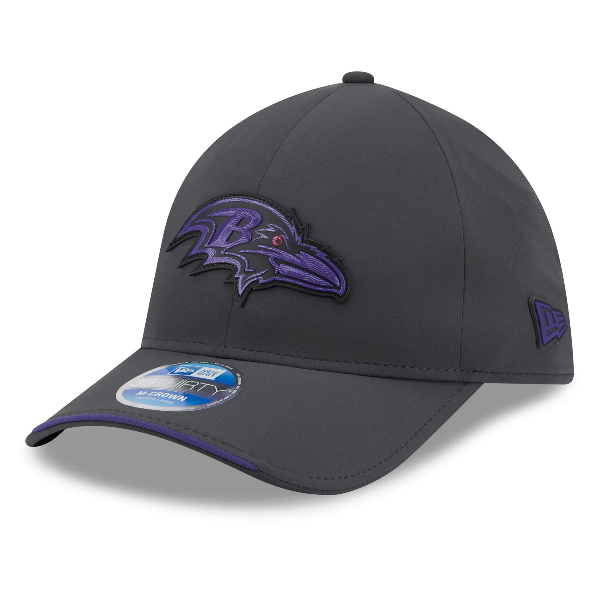 Men's New Era Charcoal Baltimore Ravens 2026 Sideline Cold Weather  39THIRTY M-Crown Stretch Hat