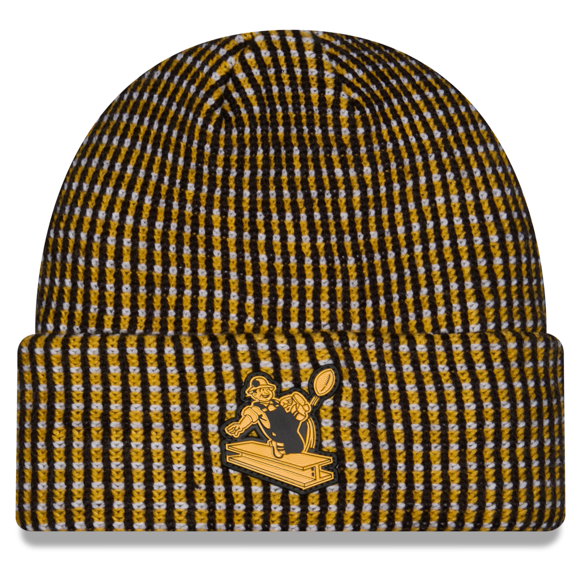 Men's New Era Gold Pittsburgh Steelers 2026 Sideline Cold Weather Throwback Cuffed Knit Hat