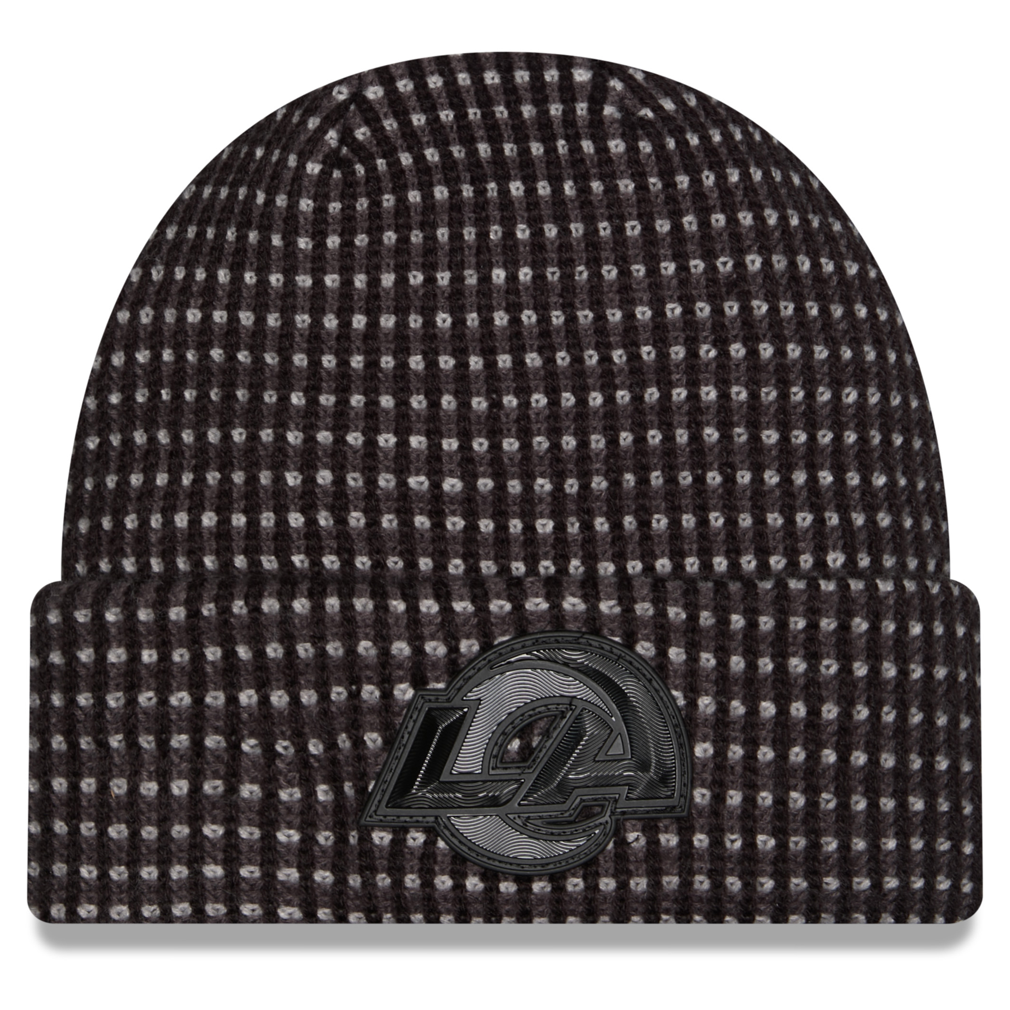 Men's New Era Black Los Angeles Rams 2026 Sideline Cold Weather Cuffed Knit Hat