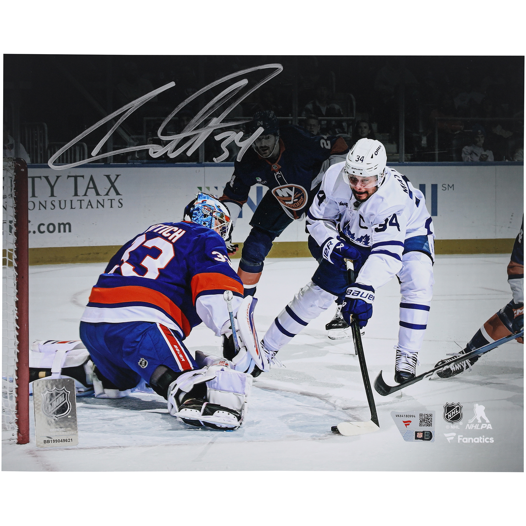 Auston Matthews Toronto Maple Leafs Autographed 8" x 10" Tying Franchise Goal Record Spotlight Photograph
