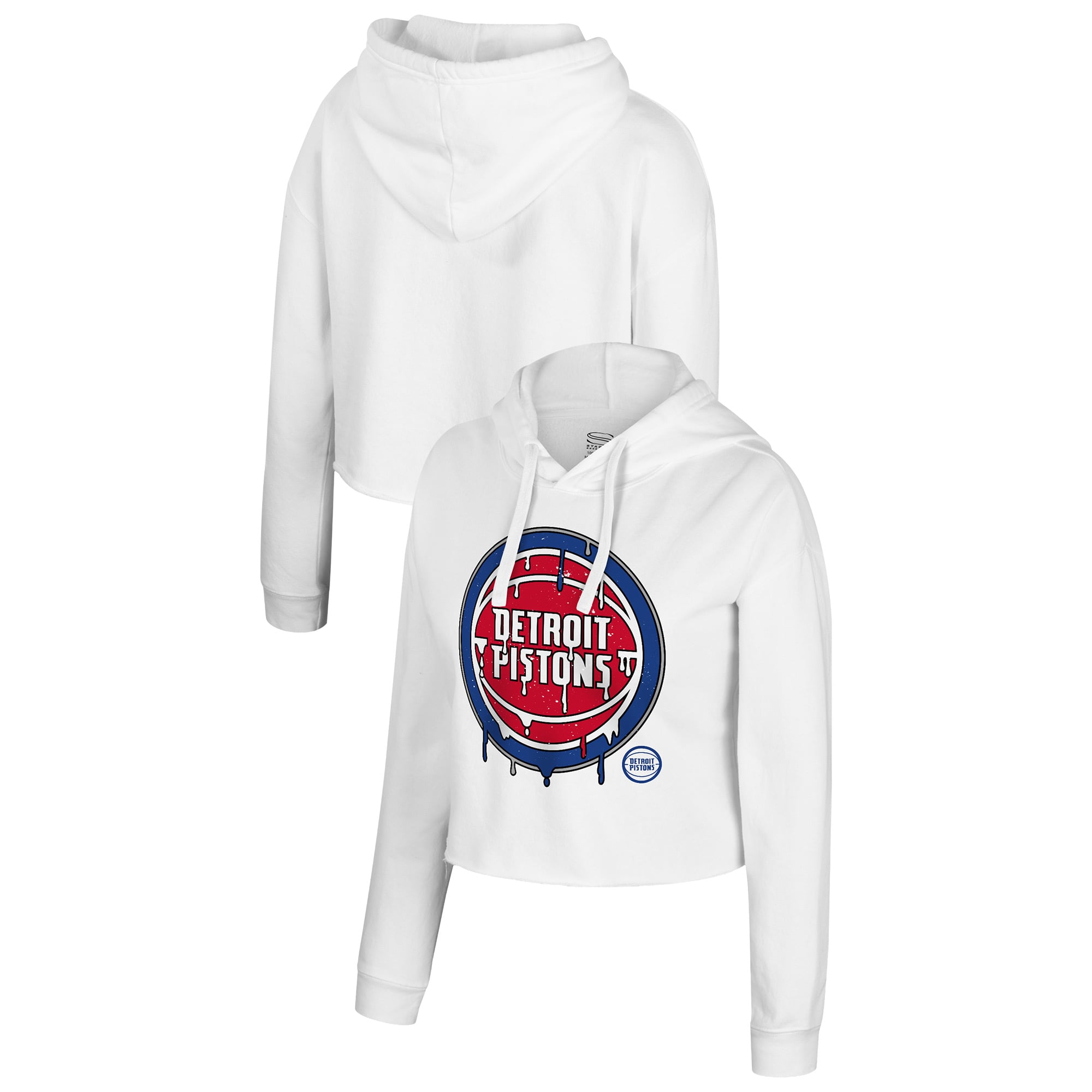 Women's Stadium Essentials White Detroit Pistons Ice Cream Cropped Hoodie