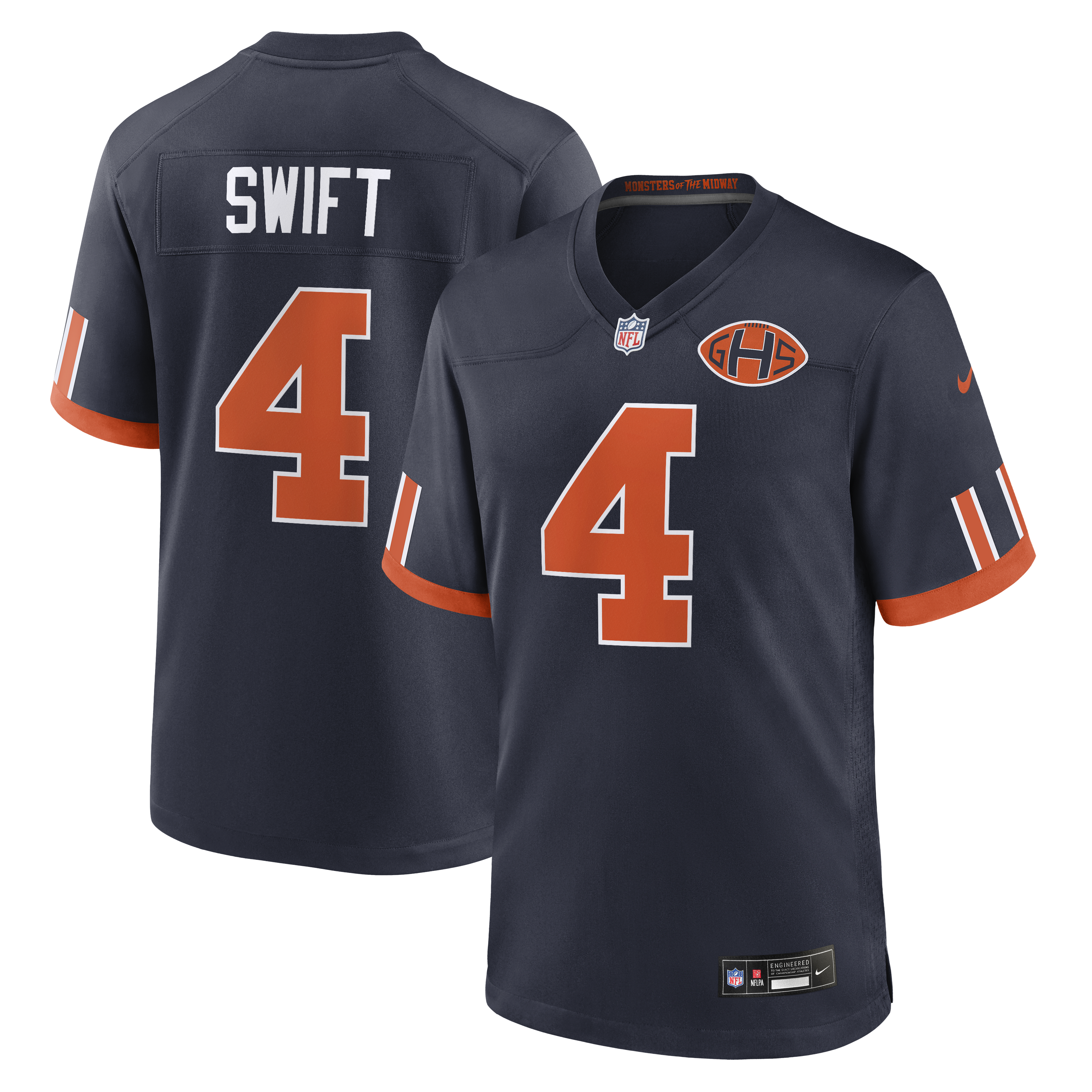 Men's Nike D'Andre Swift Navy Chicago Bears 2026 Rivalries Collection Game Jersey
