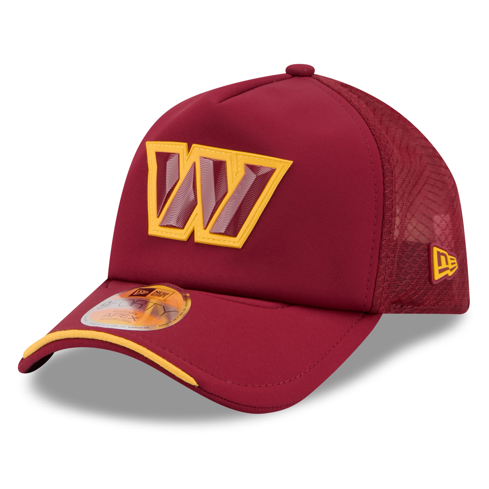 Youth New Era Burgundy Washington Commanders 2026 Sideline Apex 9FORTY Adjustable Trucker Hat