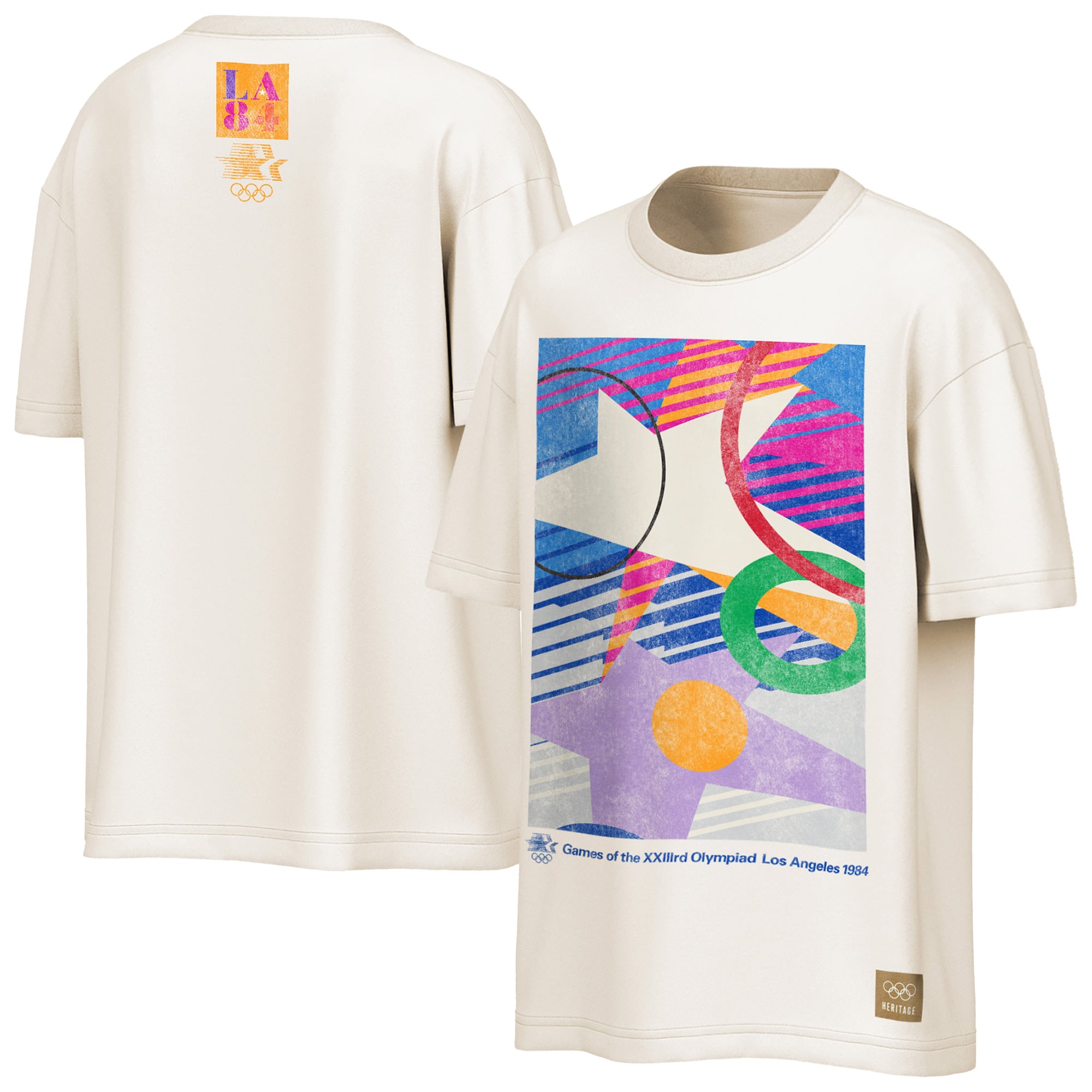 Men's Outerstuff Cream Los Angeles 1984 Summer Olympics Retro Abstract T-Shirt
