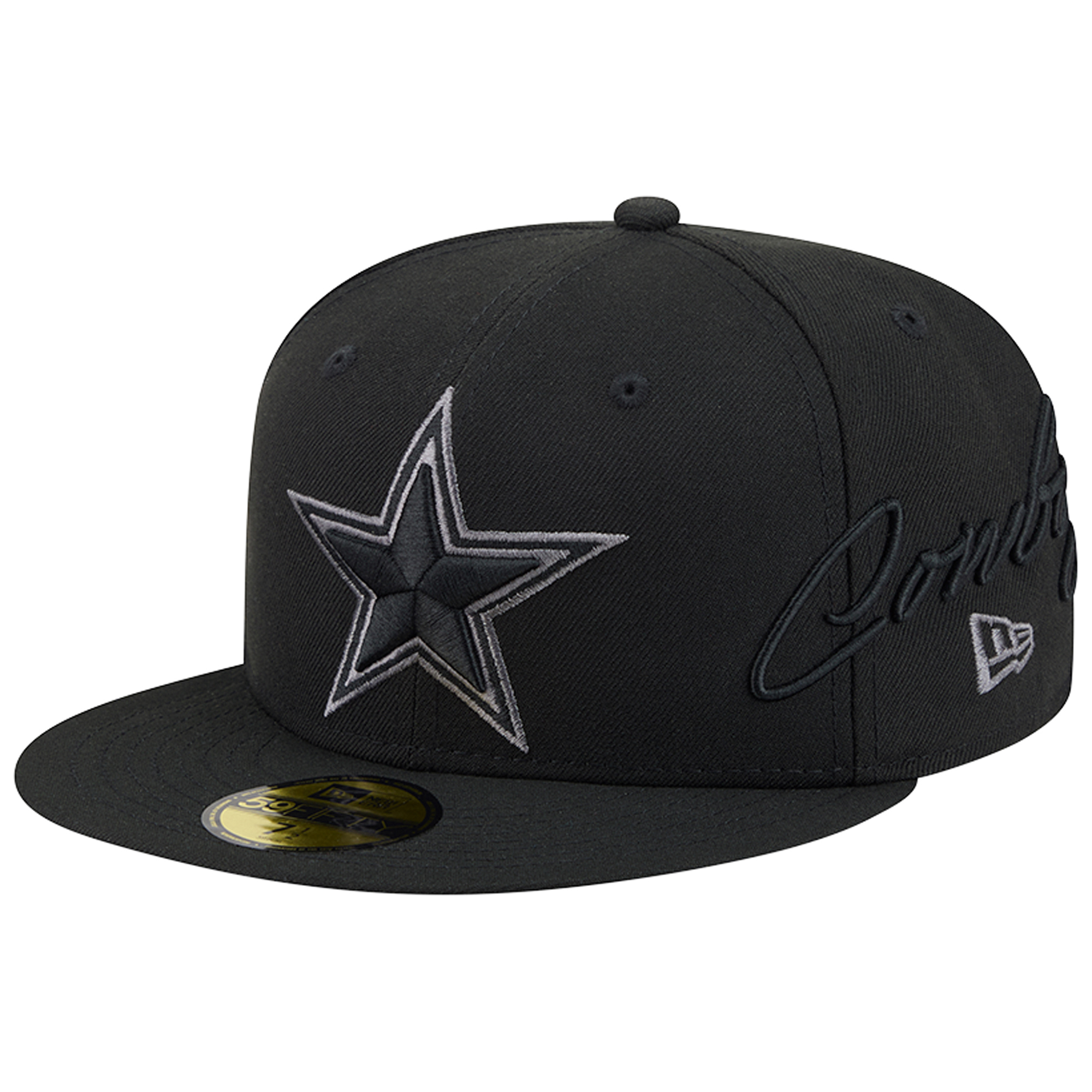 New Era Men's Black Dallas Cowboys Side Script 59FIFTY Fitted Hat - Black