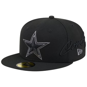 Men's New Era Black Dallas Cowboys Side Script 59FIFTY Fitted Hat