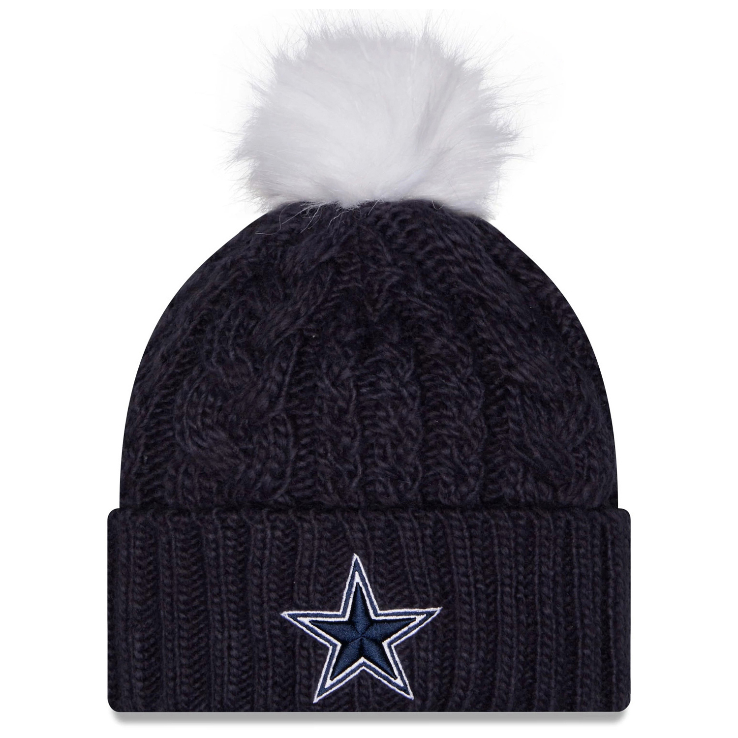Women's New Era  Navy Dallas Cowboys Cuffed Knit Hat with Pom