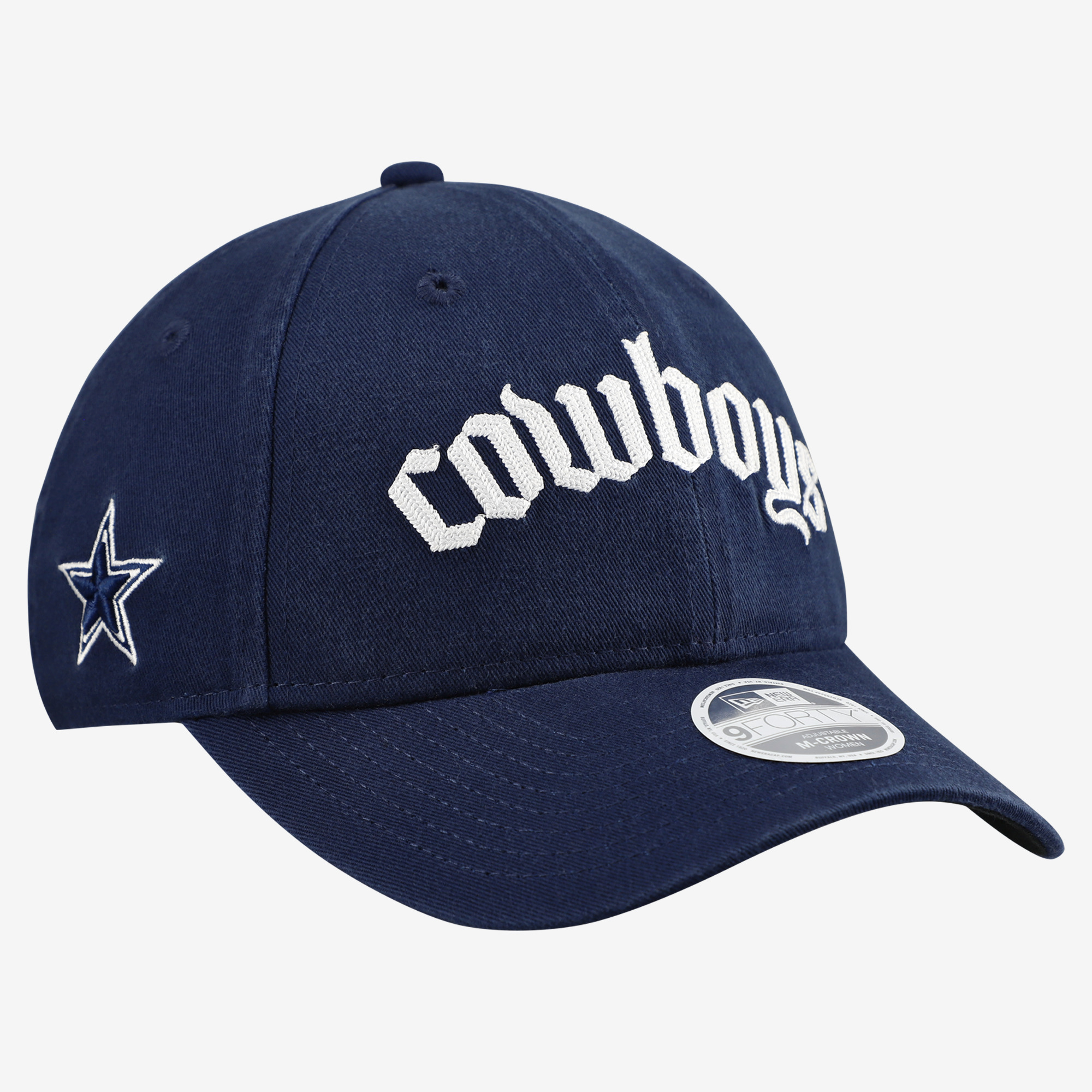 Women's New Era Navy Dallas Cowboys Gothic Font 9FORTY M-Crown Adjustable Hat