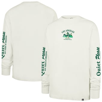 Men's '47  Cream Los Angeles Dodgers Quiet Please Foundation Long Sleeve T-Shirt