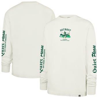 Men's '47  Cream Detroit Tigers Quiet Please Foundation Long Sleeve T-Shirt