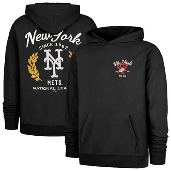 Men's '47  Black New York Mets Souvenir Laurels Foundation Hoodie