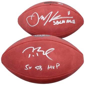 Tom Brady & Julian Edelman New England Patriots Autographed Wilson Duke Full Color Football with Multiple Inscriptions