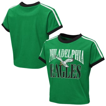 Girls Youth  WEAR by Erin Andrews  Kelly Green Philadelphia Eagles Cropped Hail Mary Ringer Baby T-Shirt