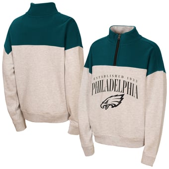 Girls Youth WEAR by Erin Andrews  Heather Gray Philadelphia Eagles Blitz Colorblock Half-Zip Sweatshirt
