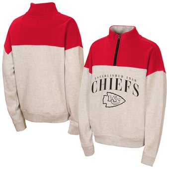 Girls Youth WEAR by Erin Andrews  Heather Gray Kansas City Chiefs Blitz Colorblock Half-Zip Sweatshirt