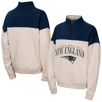 Girls Youth WEAR by Erin Andrews  Heather Gray New England Patriots Blitz Colorblock Half-Zip Sweatshirt