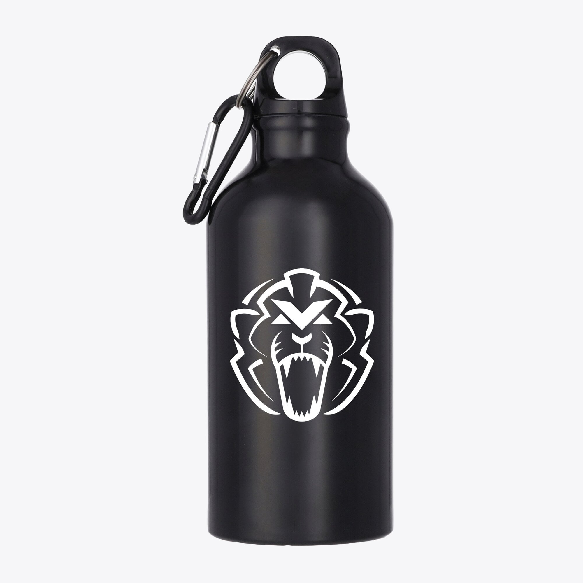 Unleash the Lion Logo Aluminium-Trinkflasche (400 ml) – Schwarz