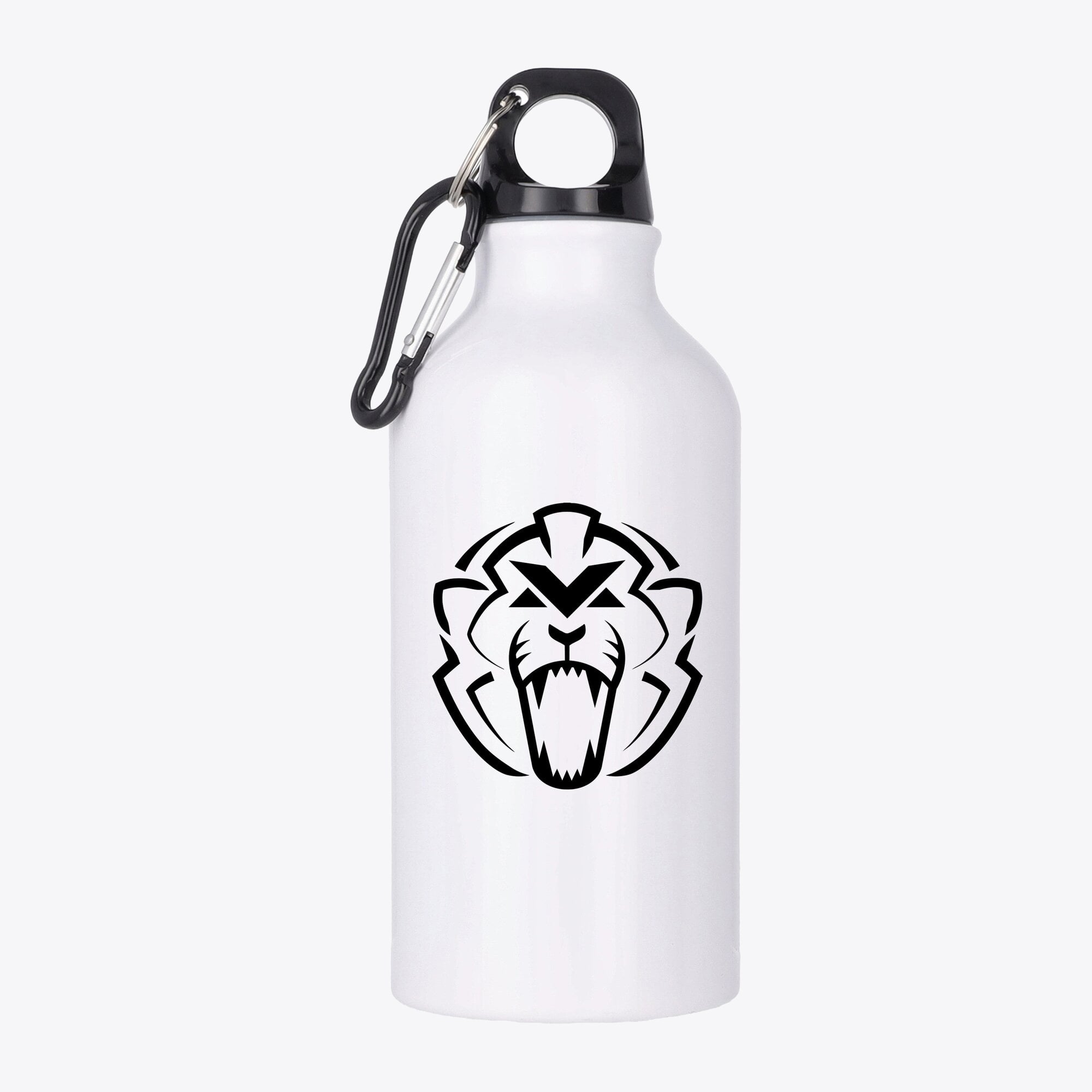 Unleash the Lion Logo Aluminium-Trinkflasche (400 ml) – Weiß