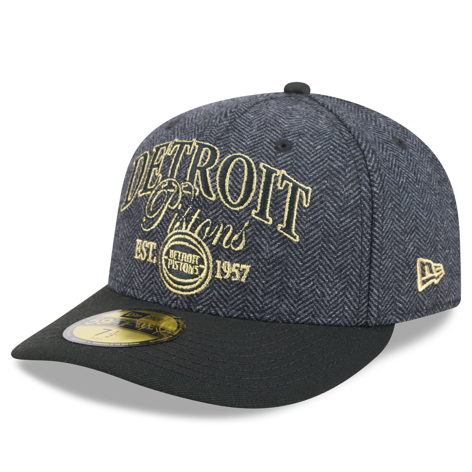 Men's New Era Charcoal/Black Detroit Pistons Faux Wool 59FIFTY Fitted Hat