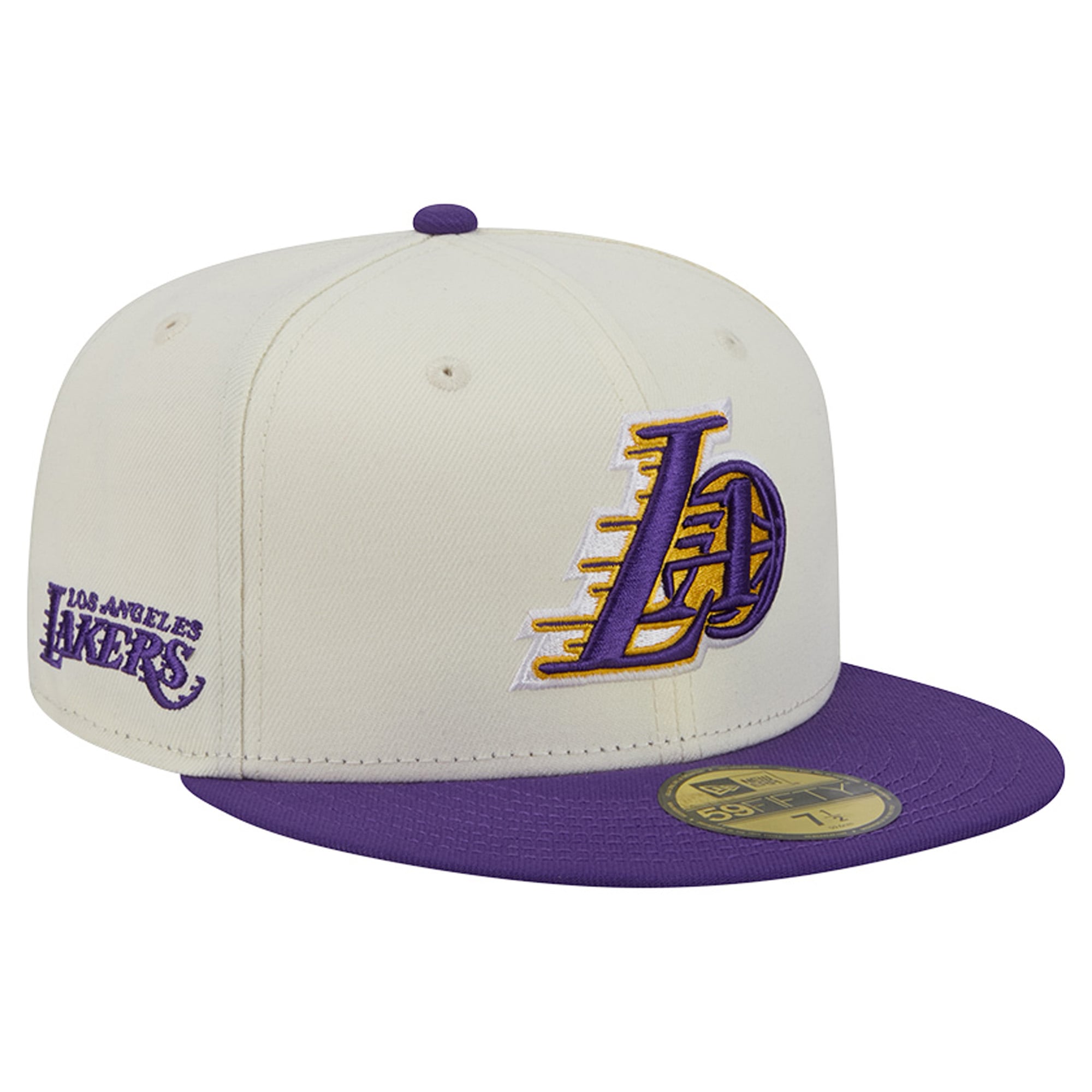 Men's New Era Cream/Purple Los Angeles Lakers Deceptor 59FIFTY Fitted Hat