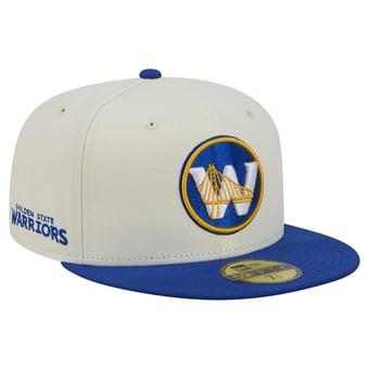Men's New Era Cream/Royal Golden State Warriors Deceptor 59FIFTY Fitted Hat