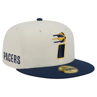 Men's New Era Cream/Navy Indiana Pacers Deceptor 59FIFTY Fitted Hat