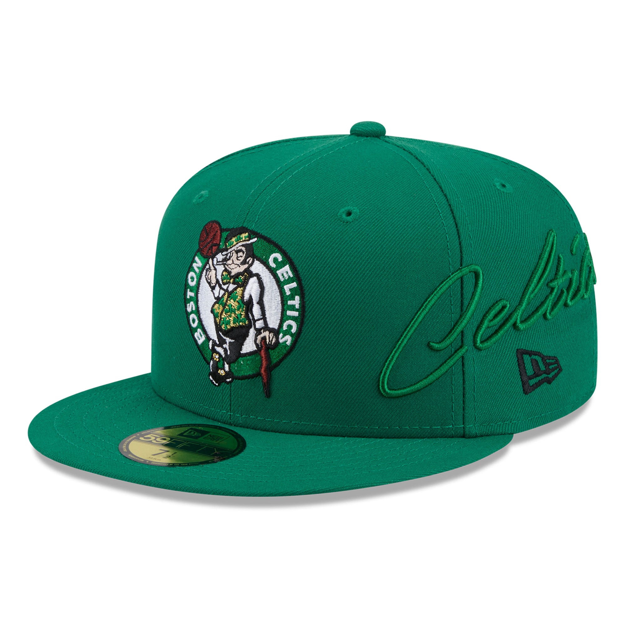 New Era Men's Green Boston Celtics Side Script 59FIFTY Fitted Hat - Green