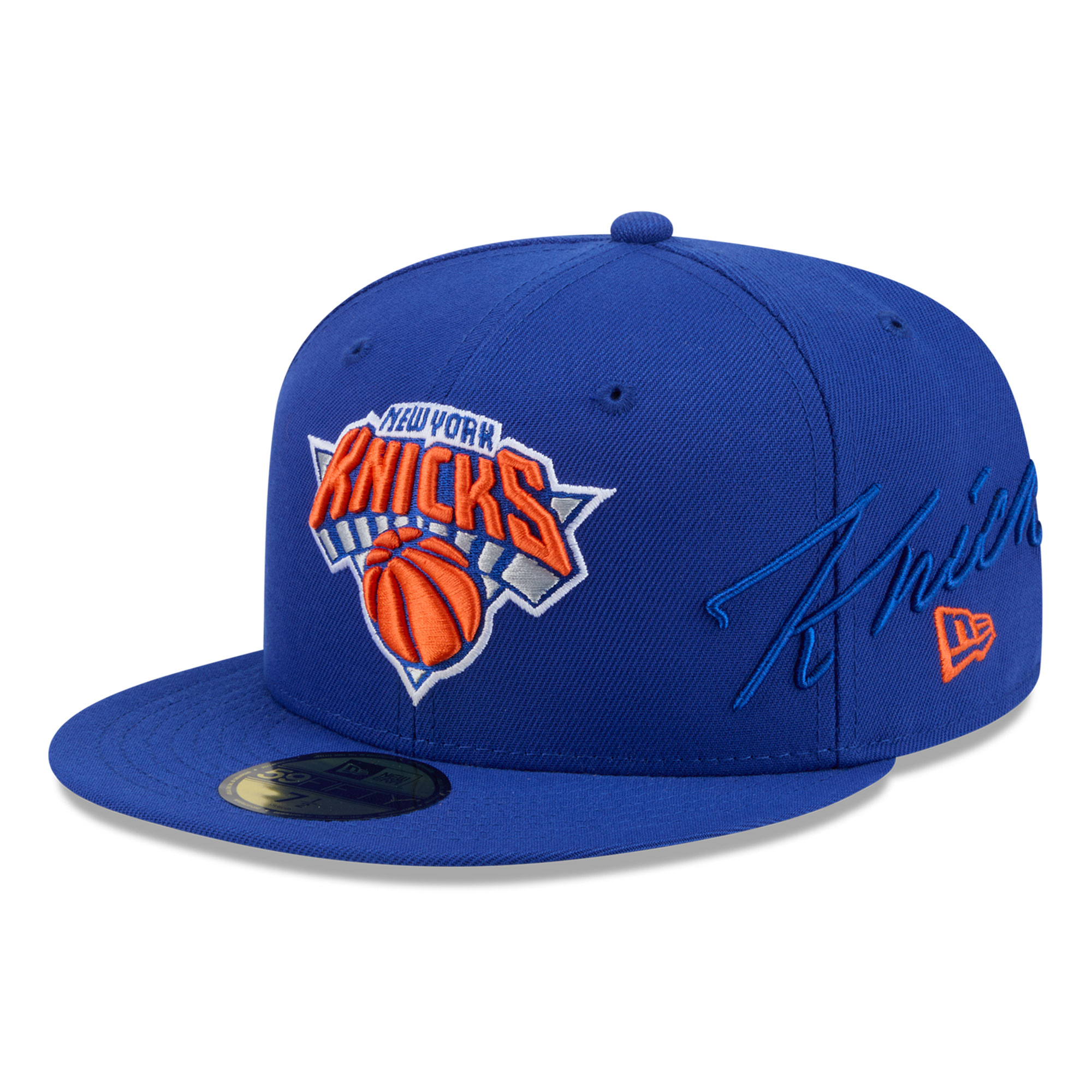 New Era Men's Blue New York Knicks Side Script 59FIFTY Fitted Hat - Blue