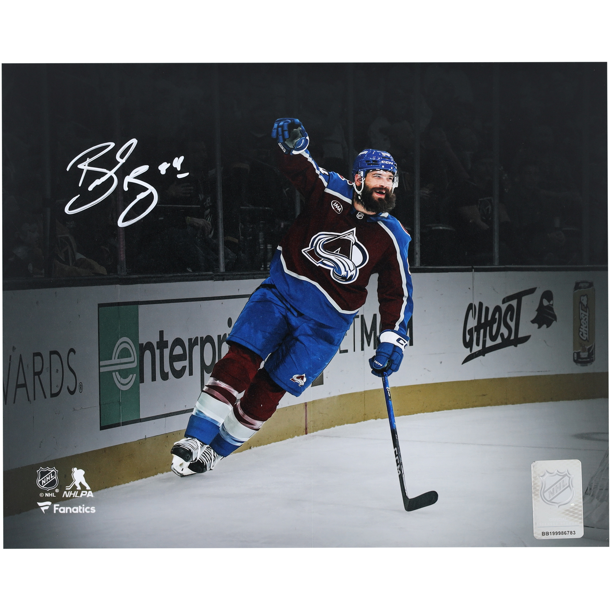 Brent Burns Colorado Avalanche Autographed 8" x 10" Burgundy Jersey Celebration Spotlight Photograph