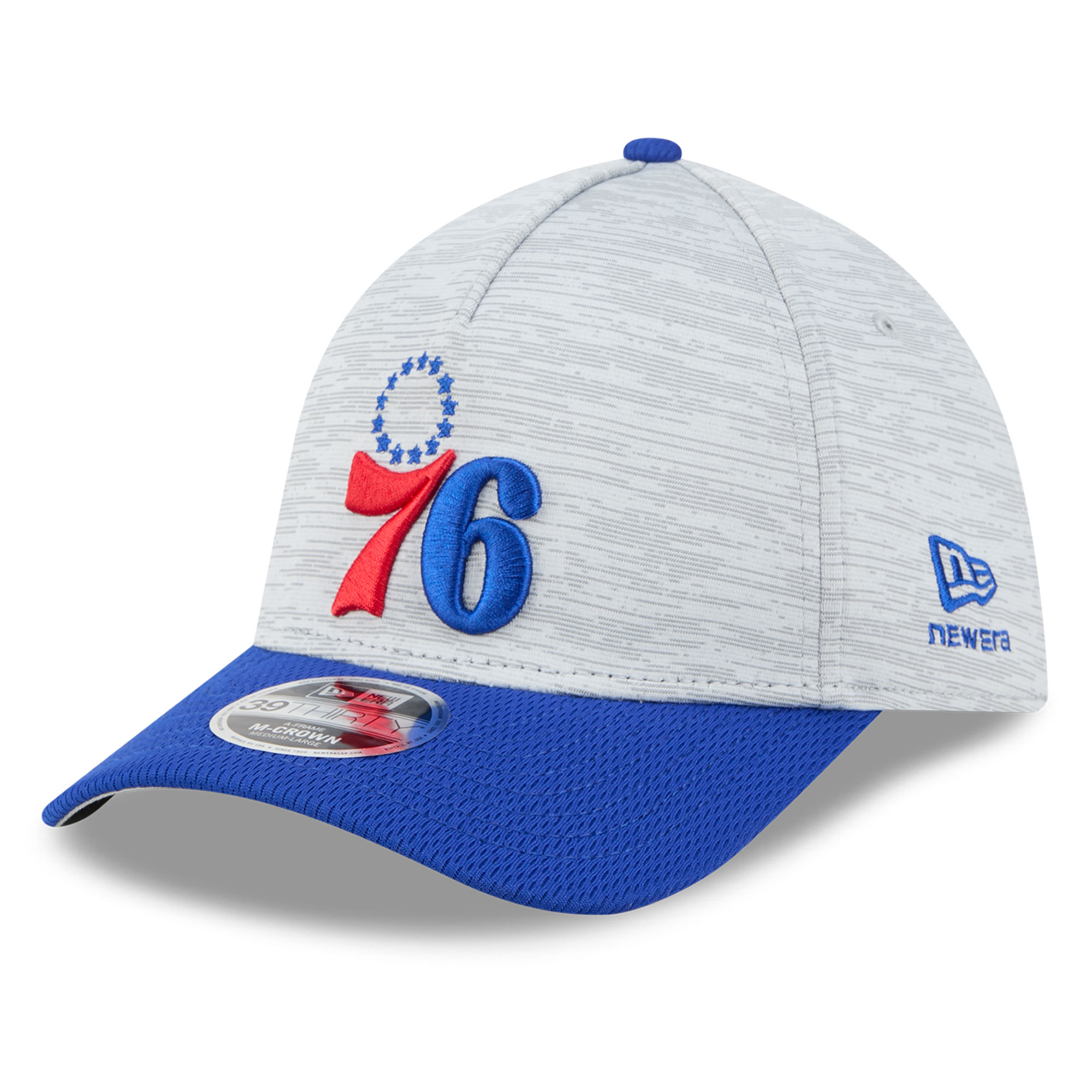 New Era Men's Gray Philadelphia 76ers 39THIRTY M-Crown Tech Stretch Hat - Gray