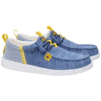 Men's Hey Dude Blue Michigan Wolverines Wally Stretch Sox Shoes