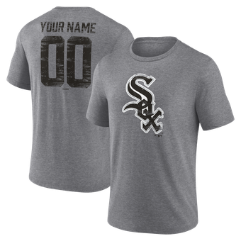 Men's  Gray Chicago White Sox Heritage Personalized Any Name & Number Tri-Blend T-Shirt