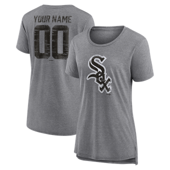 Women's  Gray Chicago White Sox Heritage Personalized Any Name & Number Tri-Blend T-Shirt