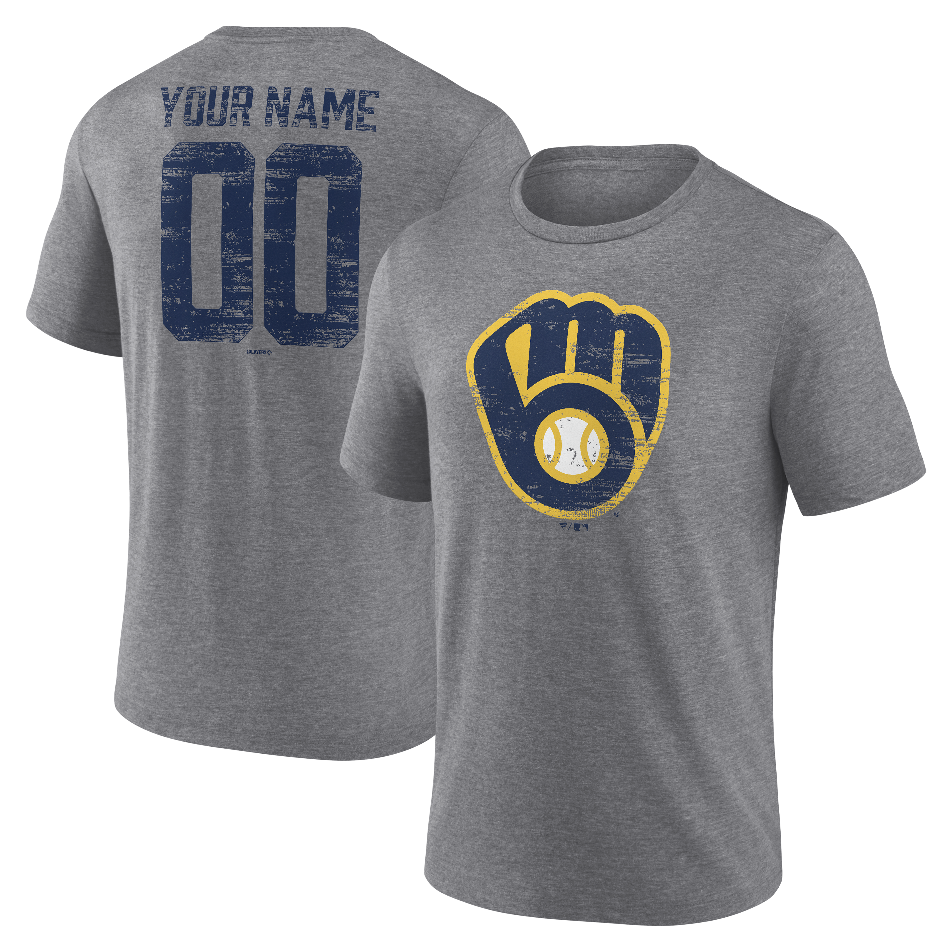 Men’s Gray Milwaukee Brewers Heritage Personalized Any Name & Number Tri-Blend T-Shirt Men’s Gray Milwaukee Brewers Heritage Personalized Any Name & Number Tri-Blend T-Shirt