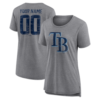 Women's  Gray Tampa Bay Rays Heritage Personalized Any Name & Number Tri-Blend T-Shirt