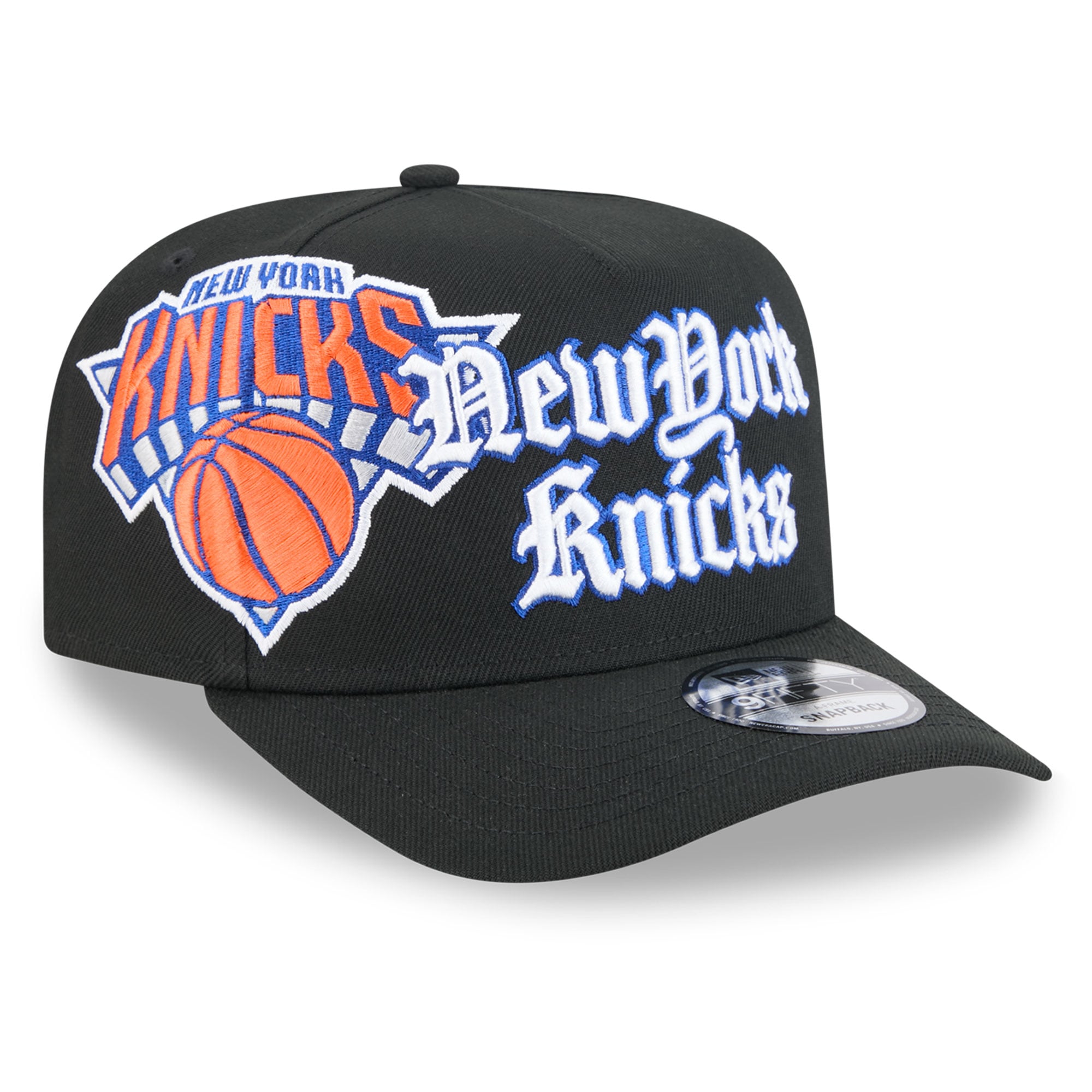 Men's New Era Black New York Knicks Proud A-Frame 9FIFTY Snapback Hat