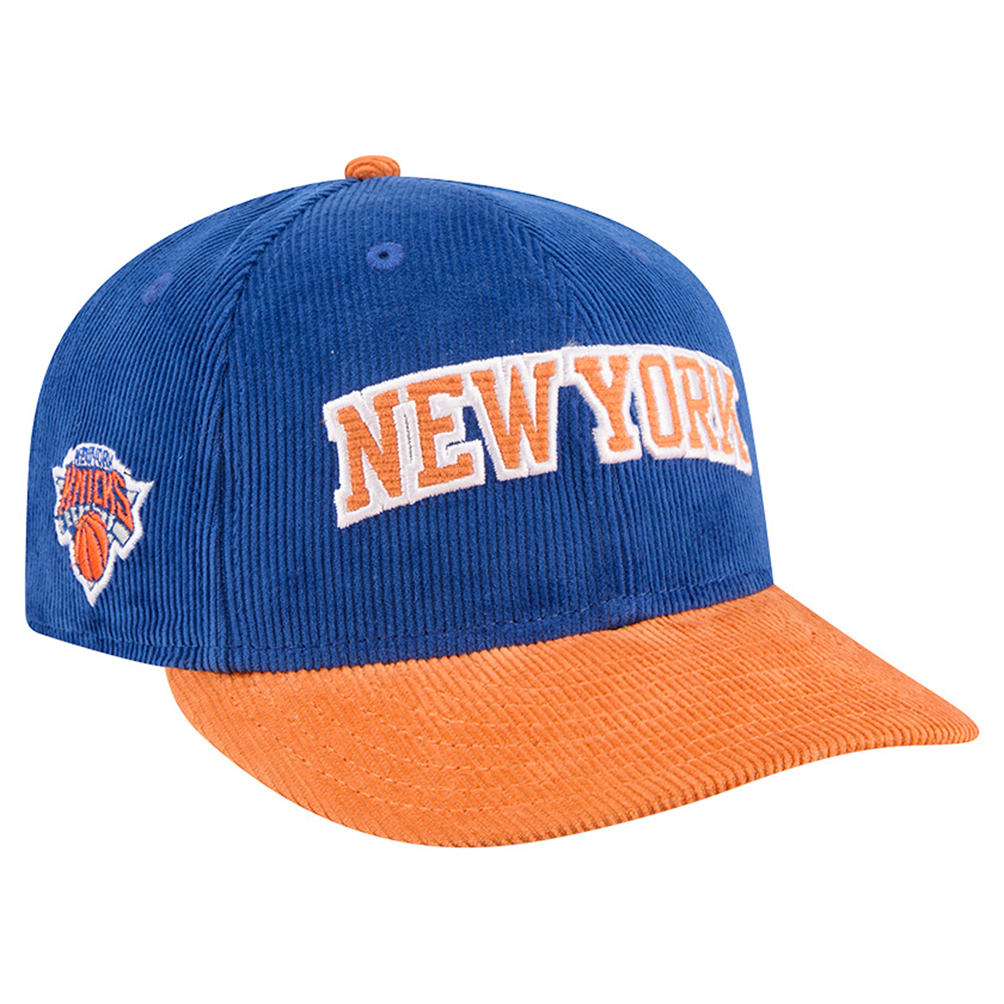 Men's New Era Blue/Orange New York Knicks Corduroy 9FIFTY Snapback Hat