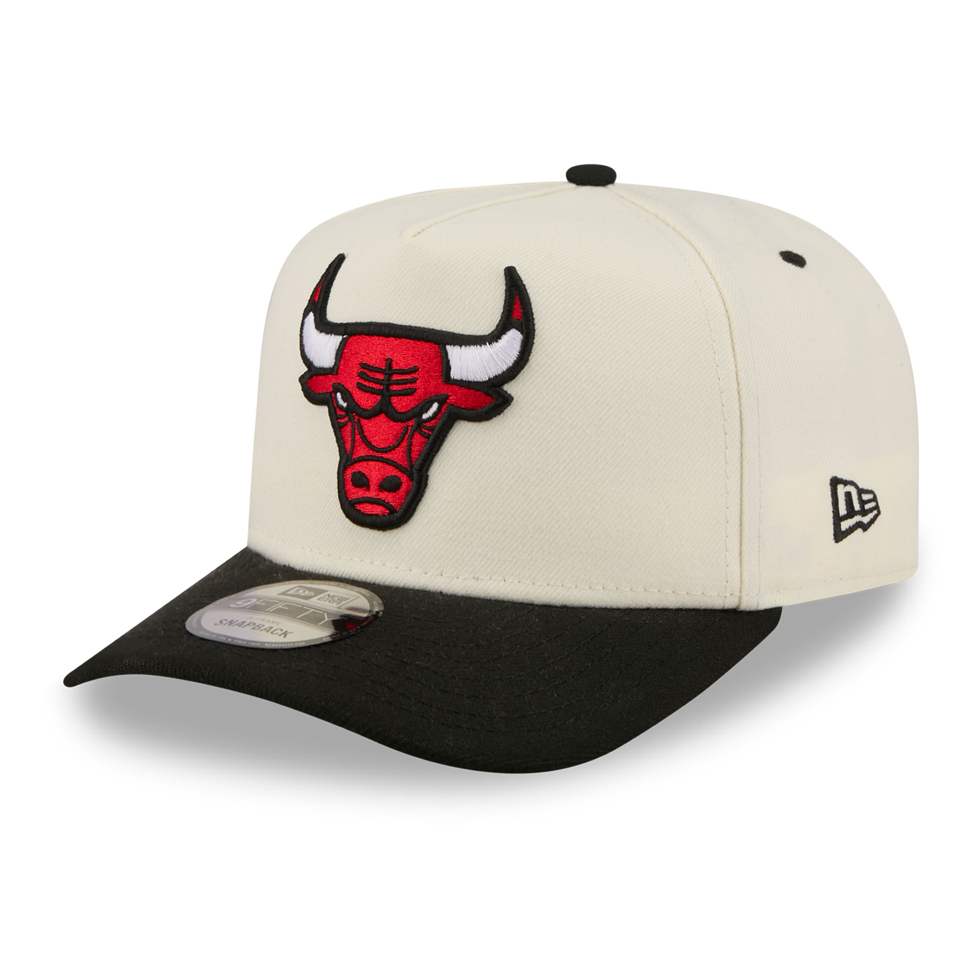 Men's New Era Cream/Black Chicago Bulls City A-Frame 9FIFTY Snapback Hat