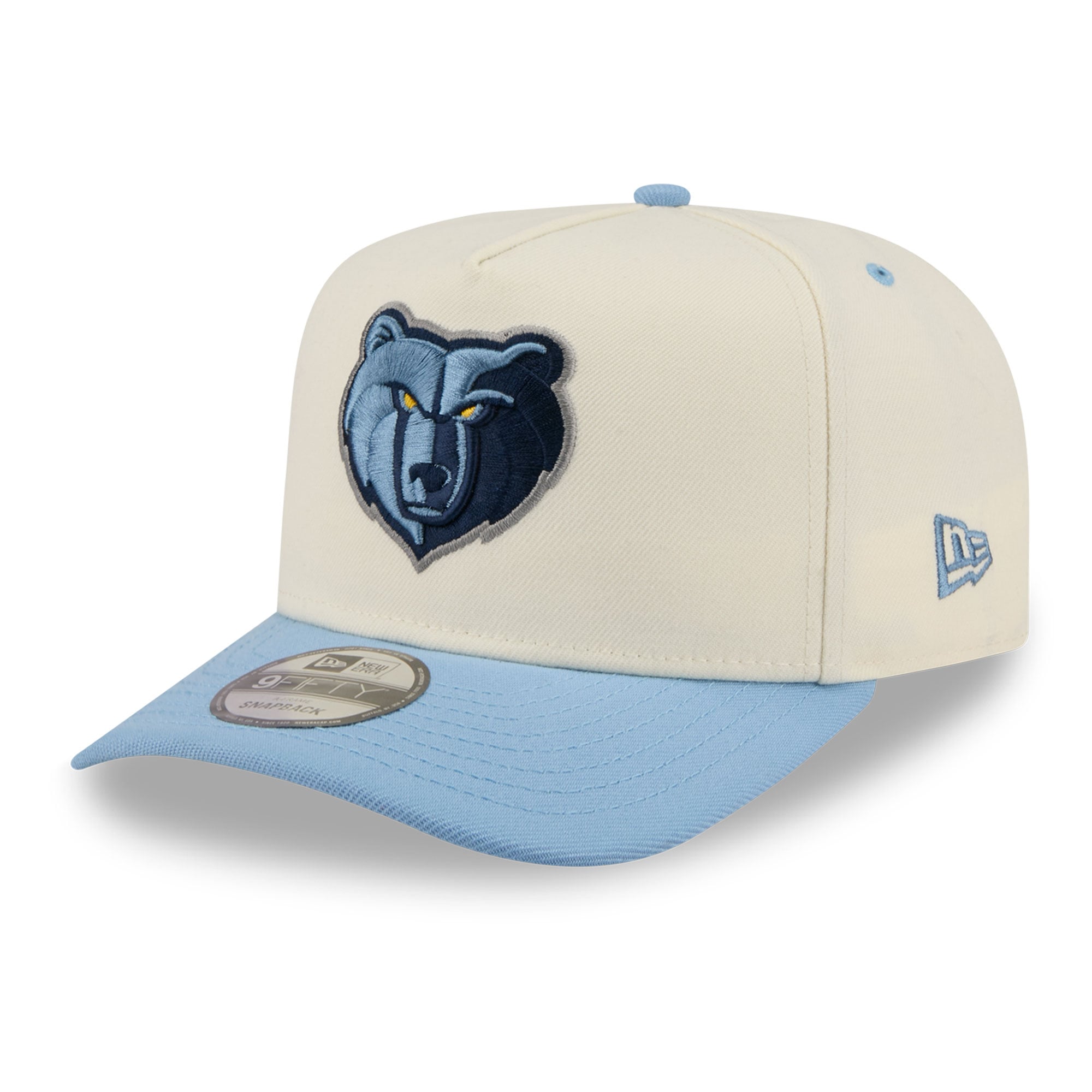 Men's New Era Cream/Light Blue Memphis Grizzlies City A-Frame 9FIFTY Snapback Hat